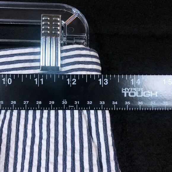 Zara Womens Pants White Black Striped Ribbed Seersucker Feel Ankle Stretch XS - Picture 8 of 13